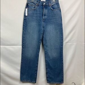 Betro Simone High rise button front straight leg rigid cotton blue jeans NWT